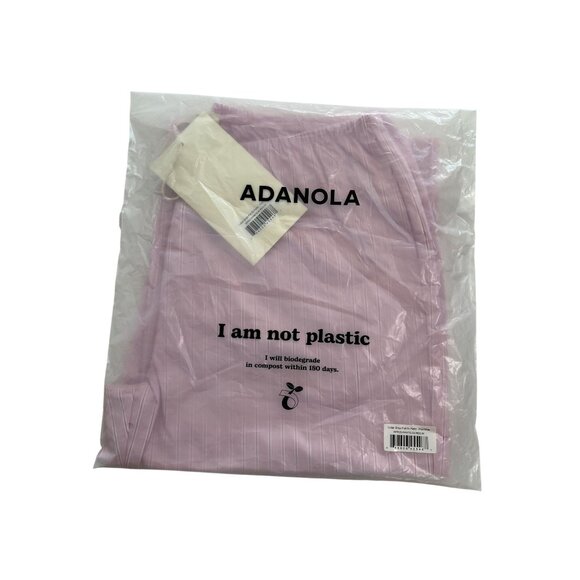 Adanola Pants - Adanola Cotton Stripe Pull On Pants in Pink/White